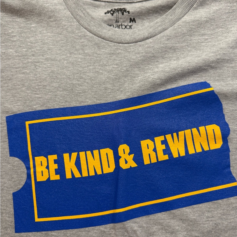 New Blockbuster vintage Tshirt with Blue and Yellow original logo, size medium